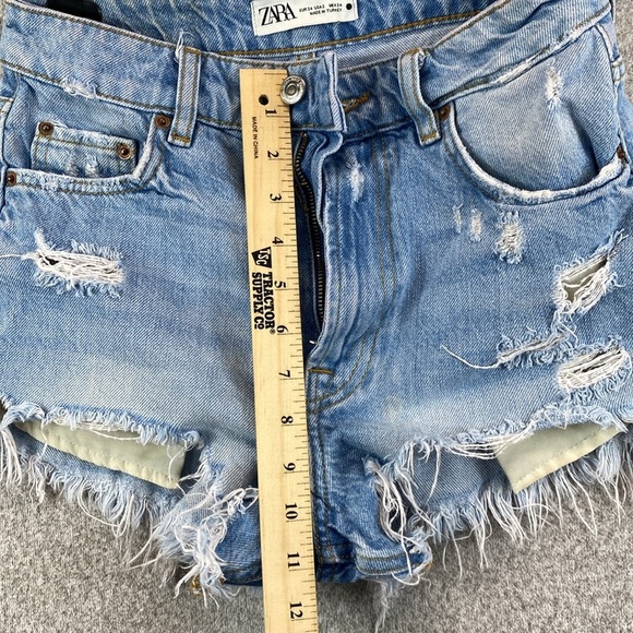 Zara The High Waist cut off shorts 100% cotton size 2 distressed y2k cowgirl - Picture 11 of 11